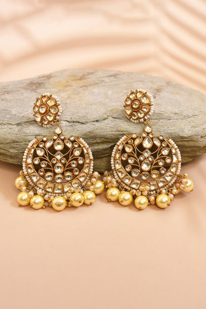 Kundan Embellished Cutwork Chandbalis 
