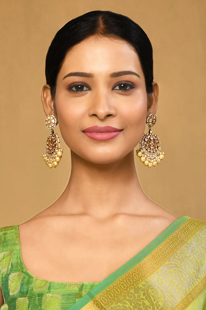 Kundan Embellished Cutwork Chandbalis 