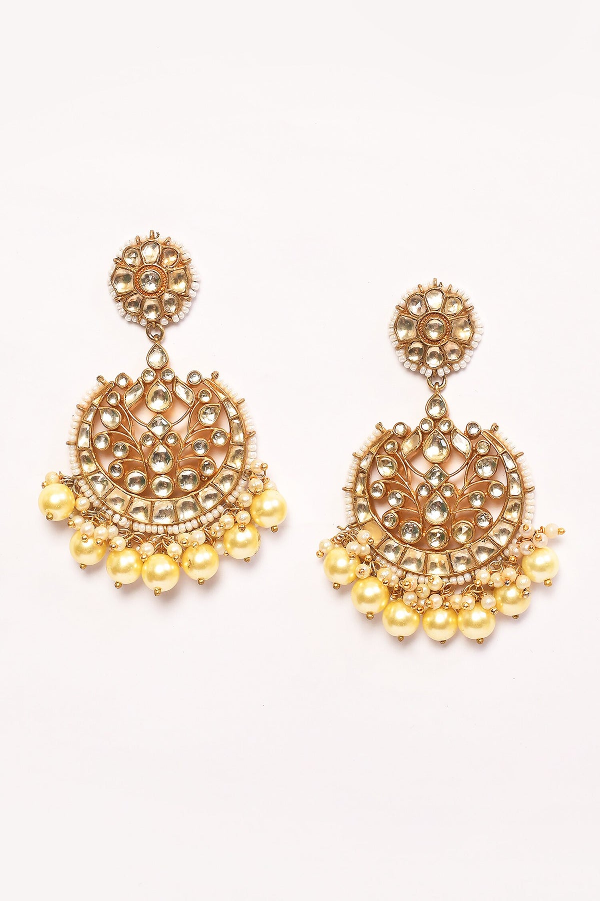 Kundan Embellished Cutwork Chandbalis 