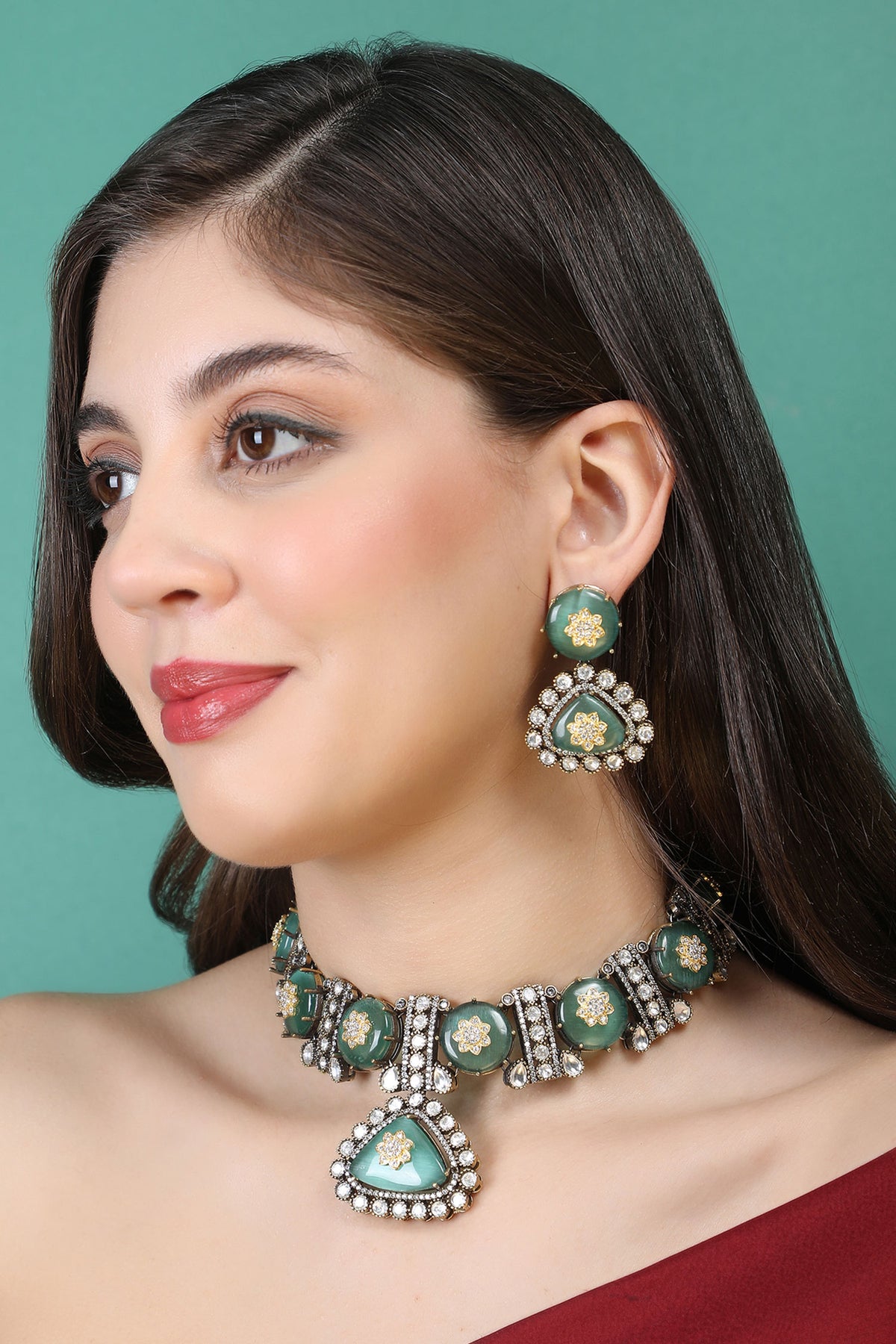 Embellished Choker Necklace Set 