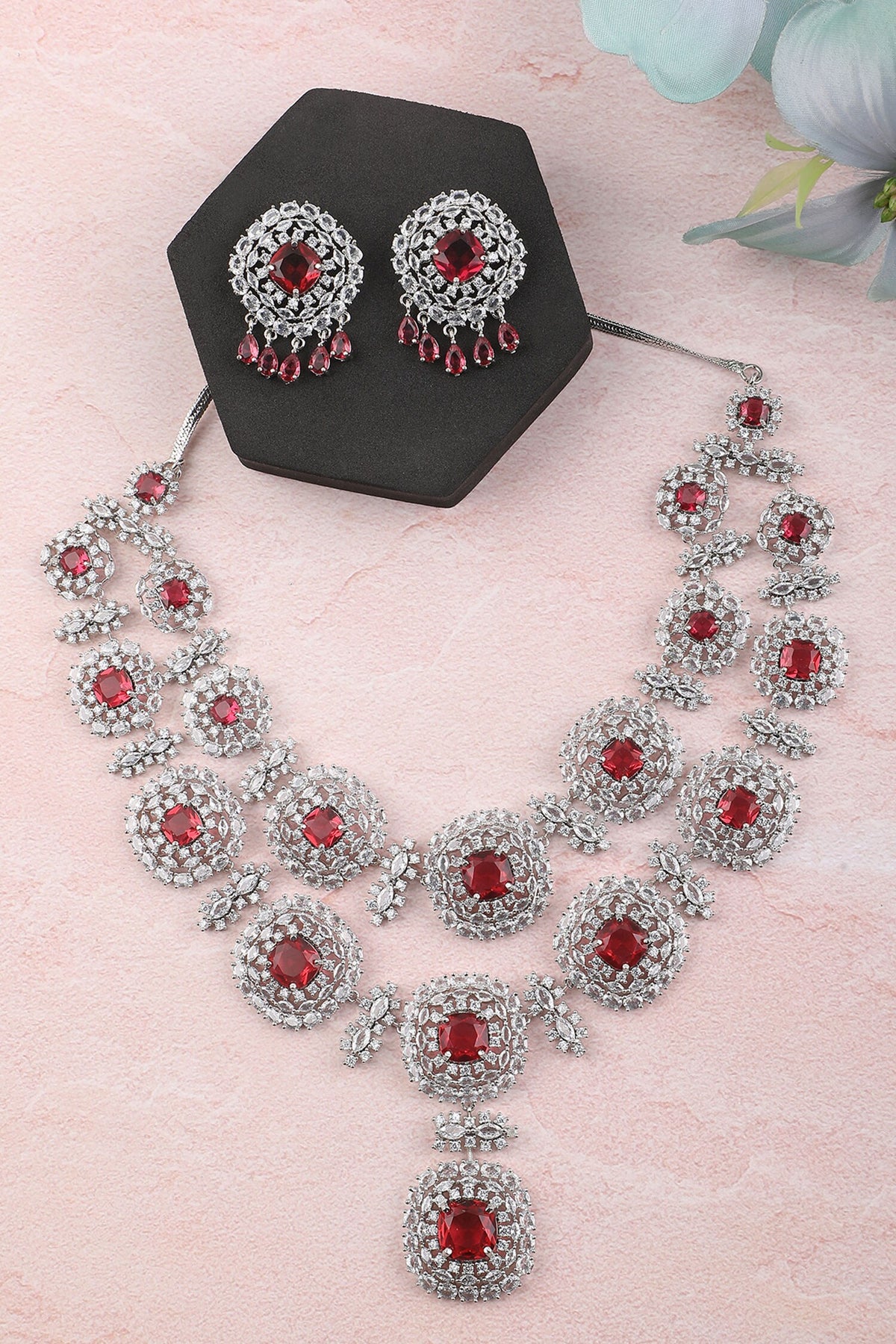 Zircon Work Layered Necklace Set 