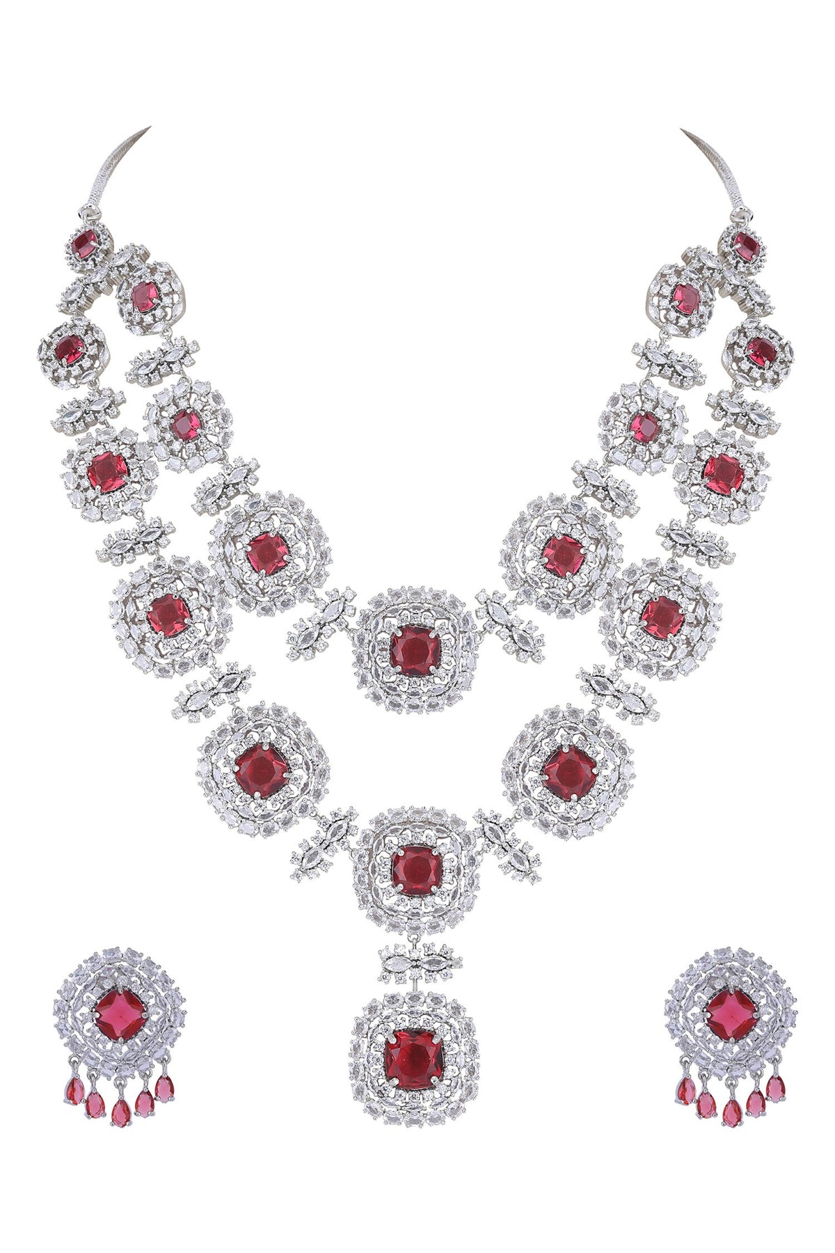 Zircon Work Layered Necklace Set 