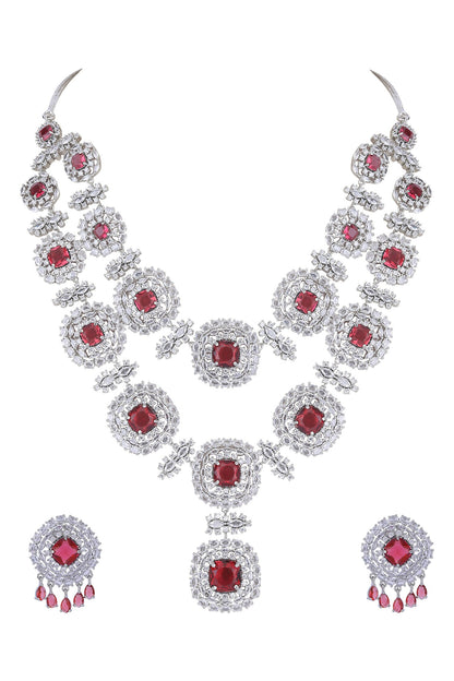 Zircon Work Layered Necklace Set 