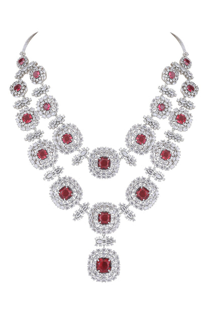 Zircon Work Layered Necklace Set 
