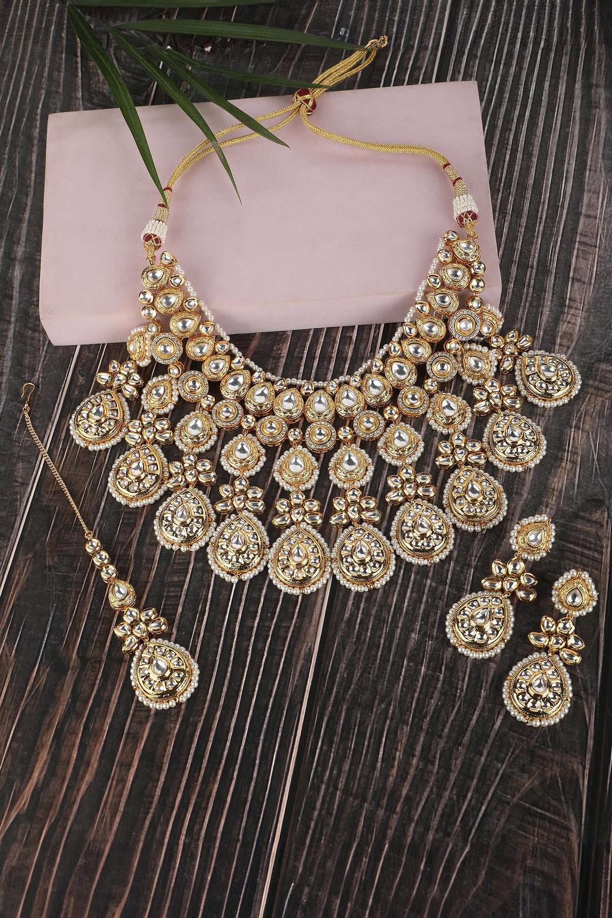 Kundan Embellished Choker Necklace Set 