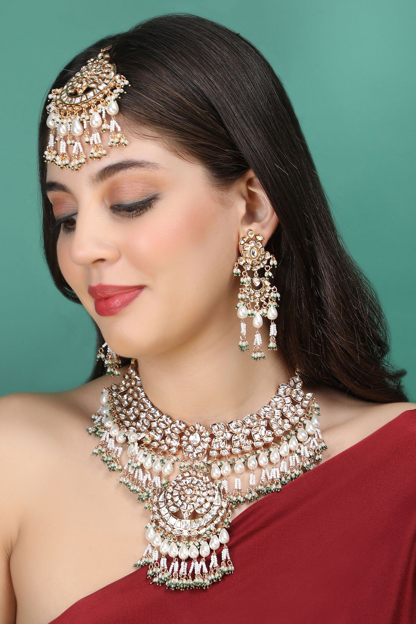 Kundan Work Choker Necklace Set 