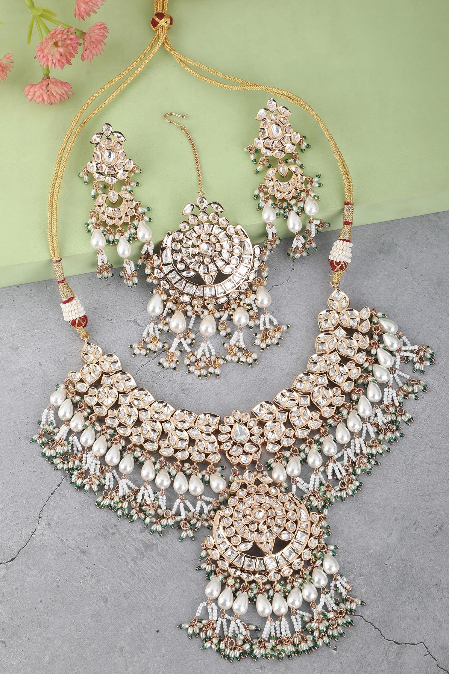 Kundan Work Choker Necklace Set 