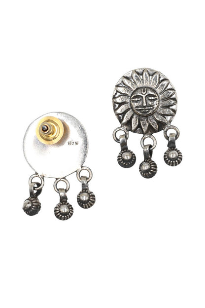Lord Surya Oxidised Carved Starlet Drop Earrings 