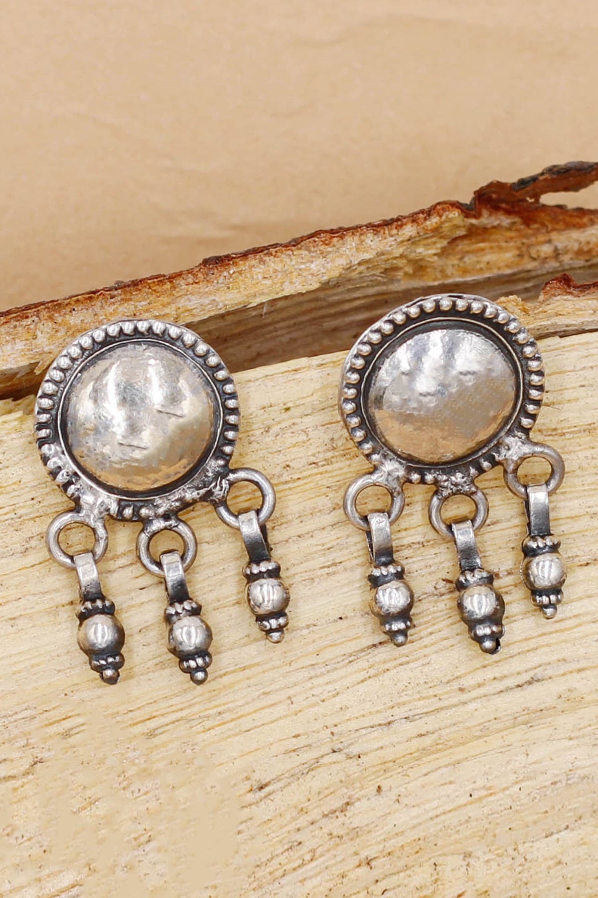 Oxidised Circular Earrings 