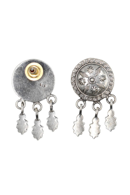 Circular Carved Oxidised Dangler Earrings 