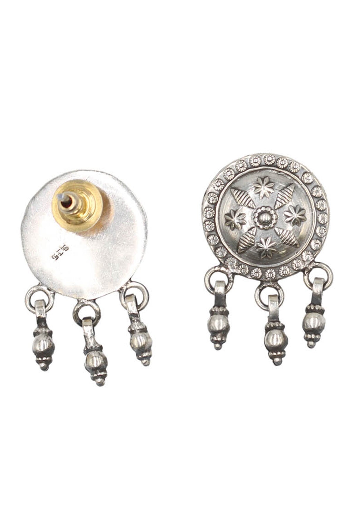 Carved Circular Dangler Earrings 