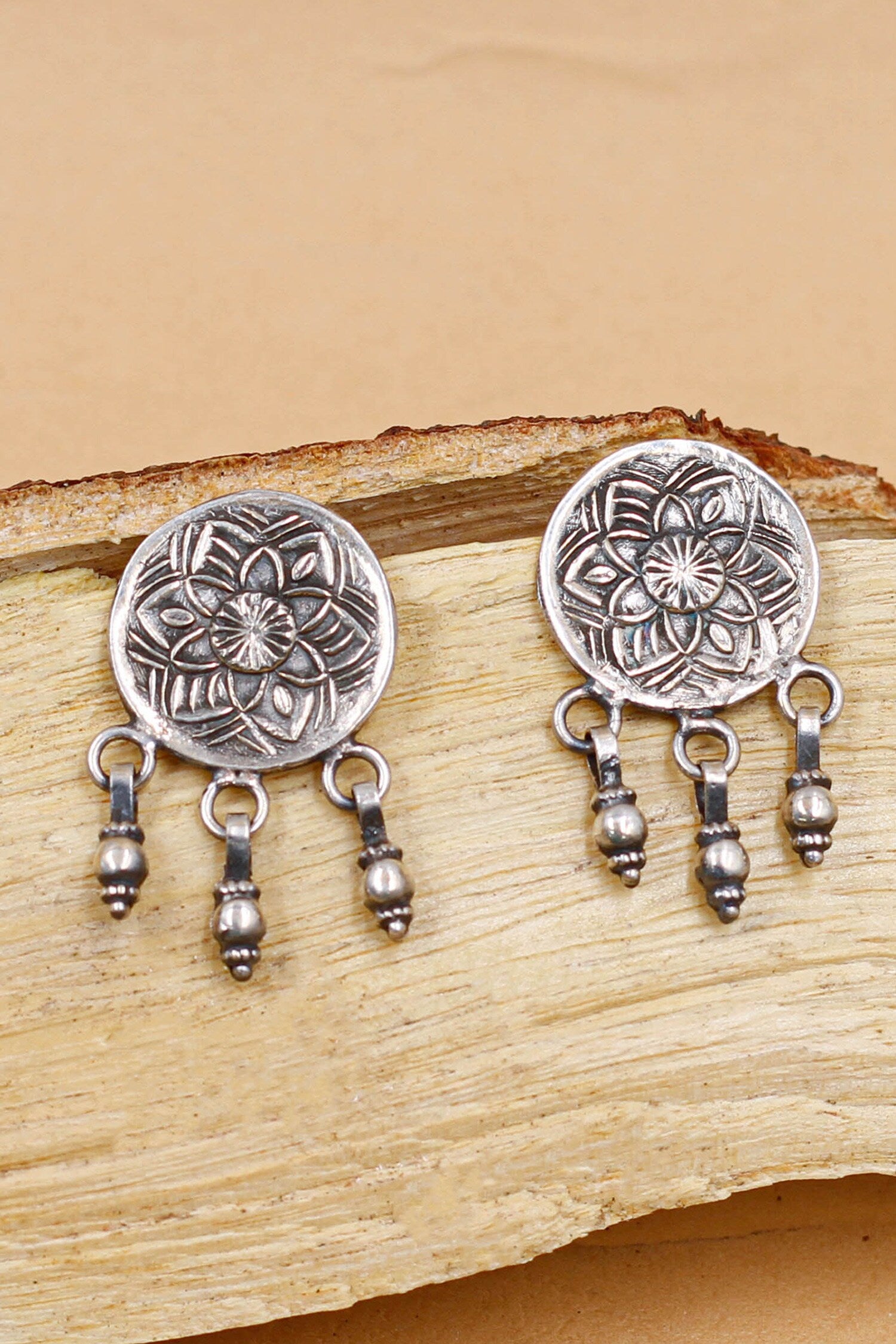 Floral Circular Pattern Dangler Earrings 