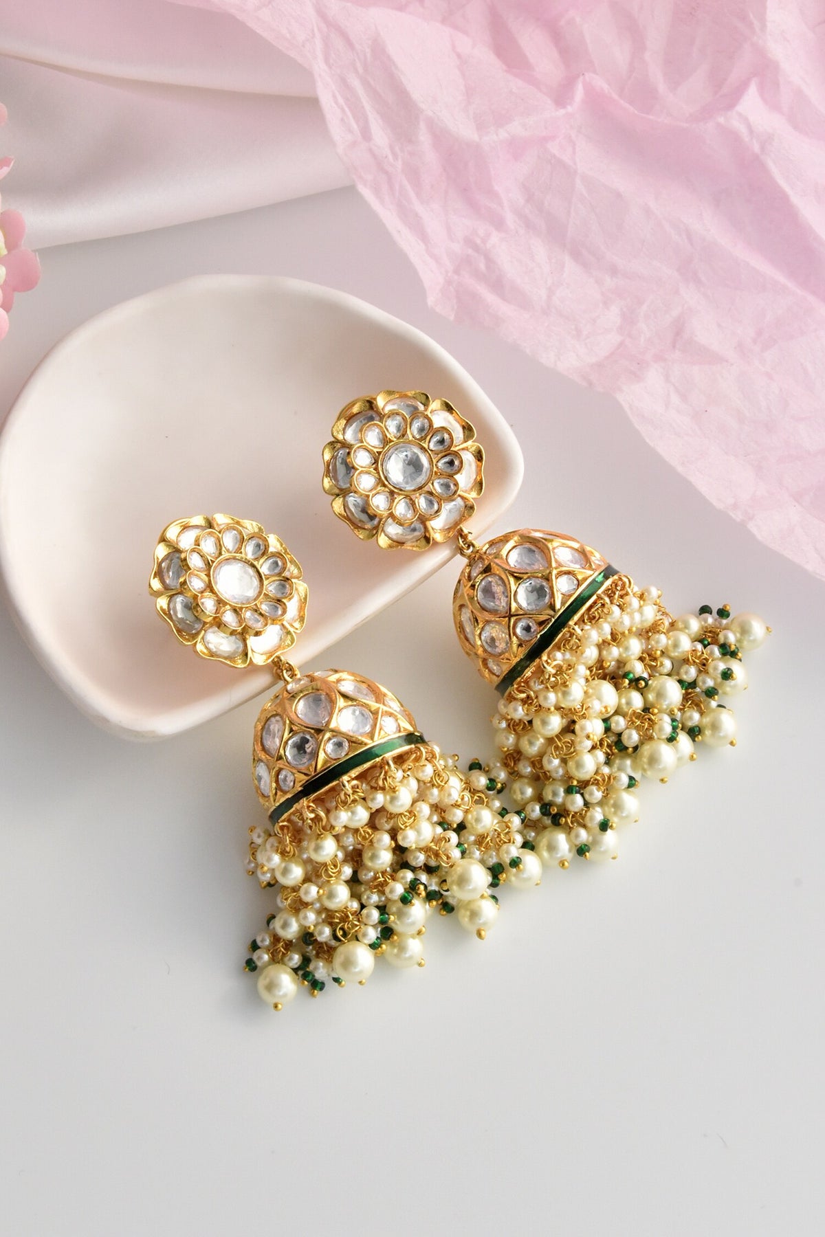 Polki Embellished Jhumkas 