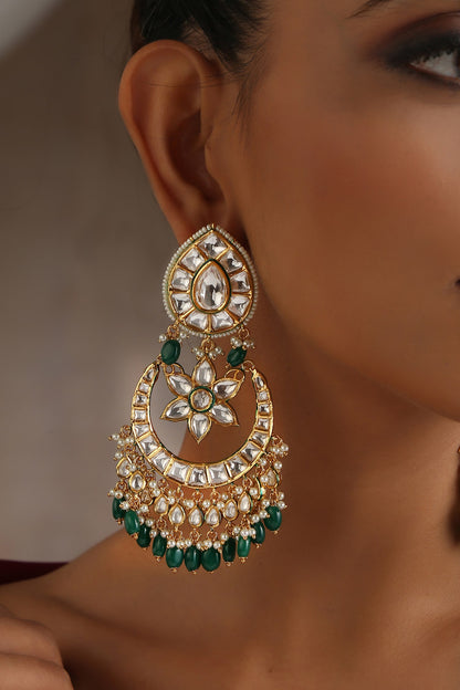 Moissanite Polki Embellished Chandbalis 