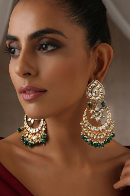 Moissanite Polki Embellished Chandbalis 