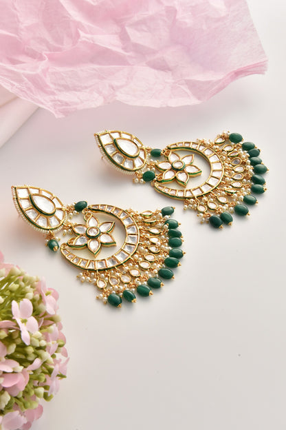 Moissanite Polki Embellished Chandbalis 