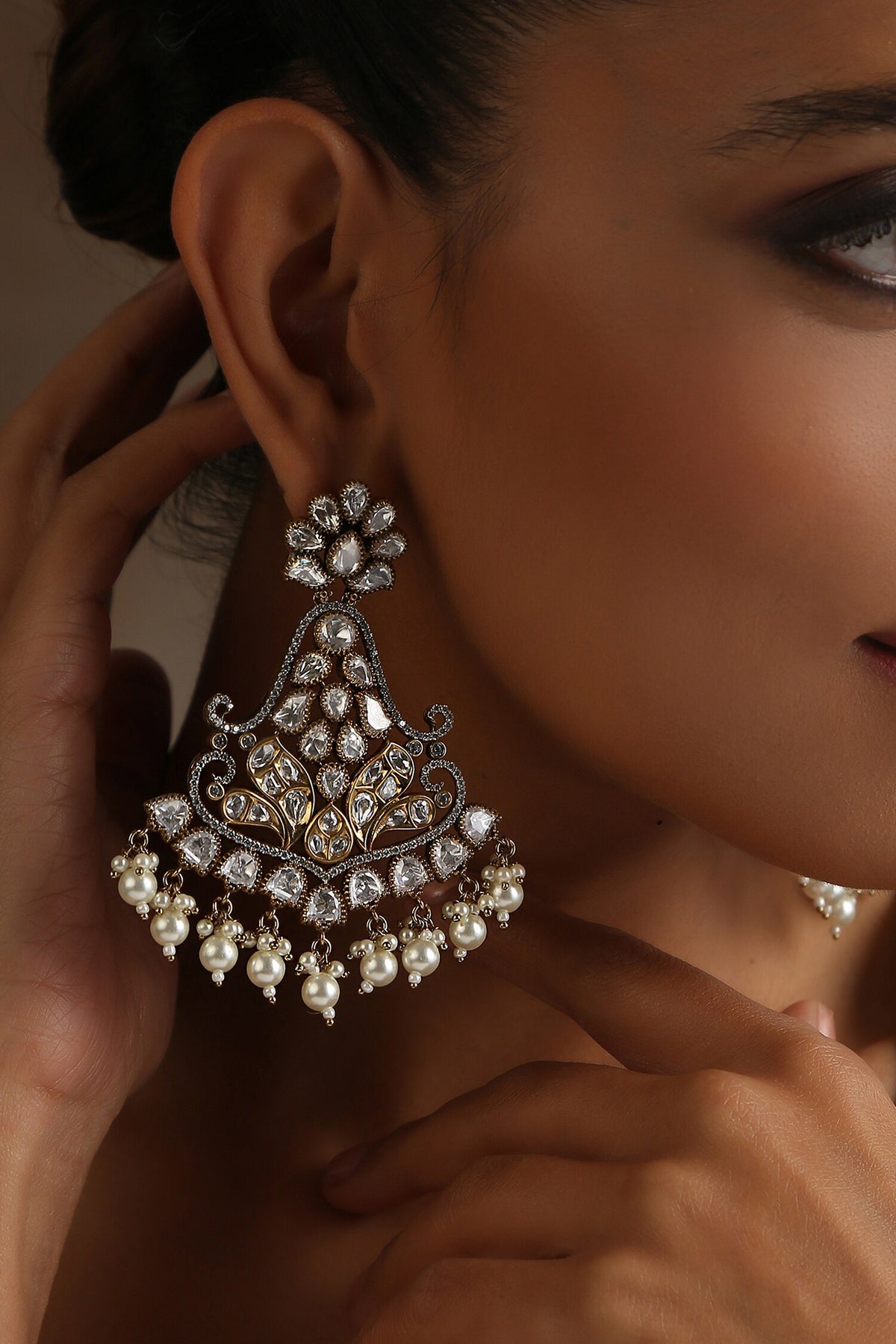 Victorian Polki Embellished Chandbalis 