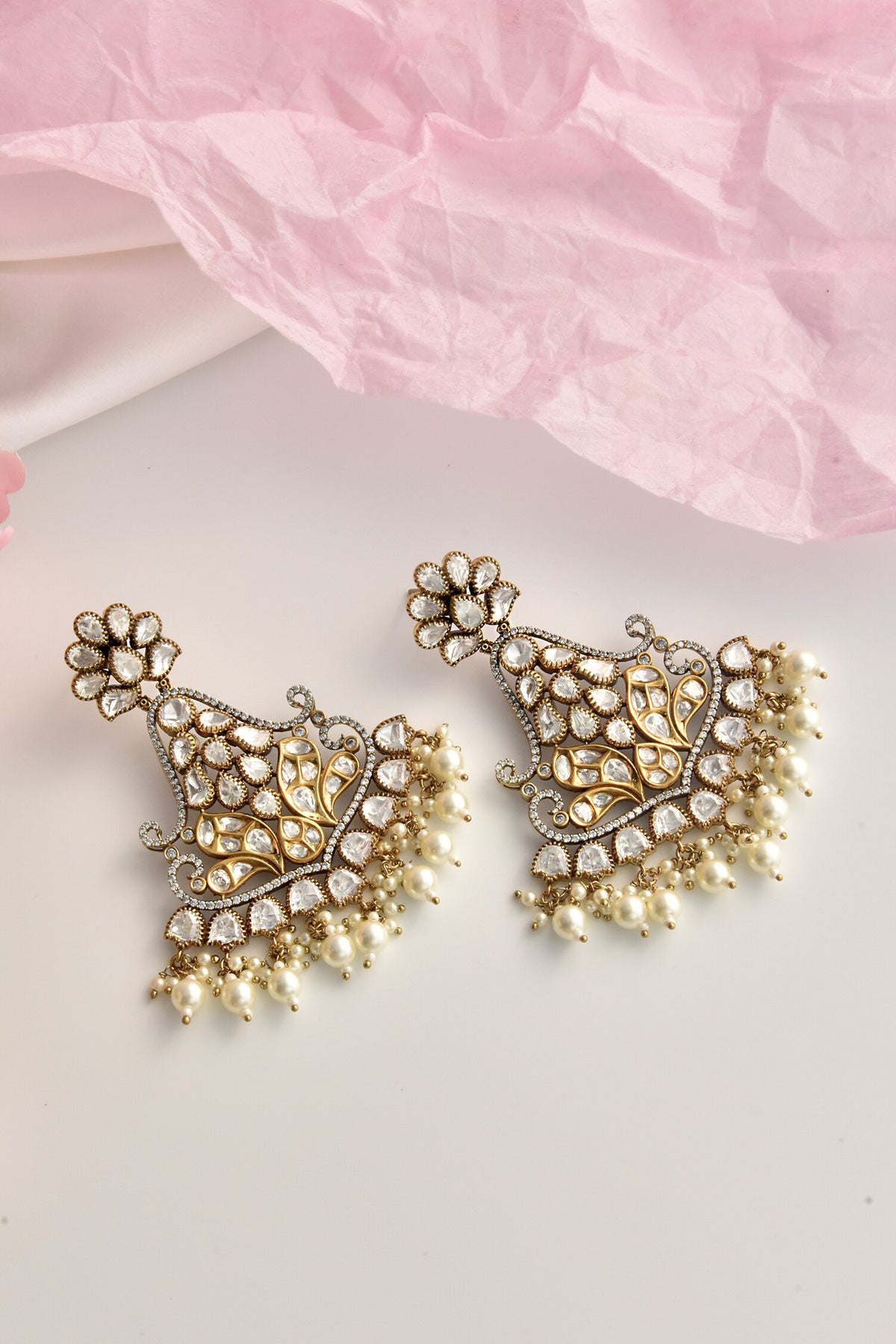 Victorian Polki Embellished Chandbalis 