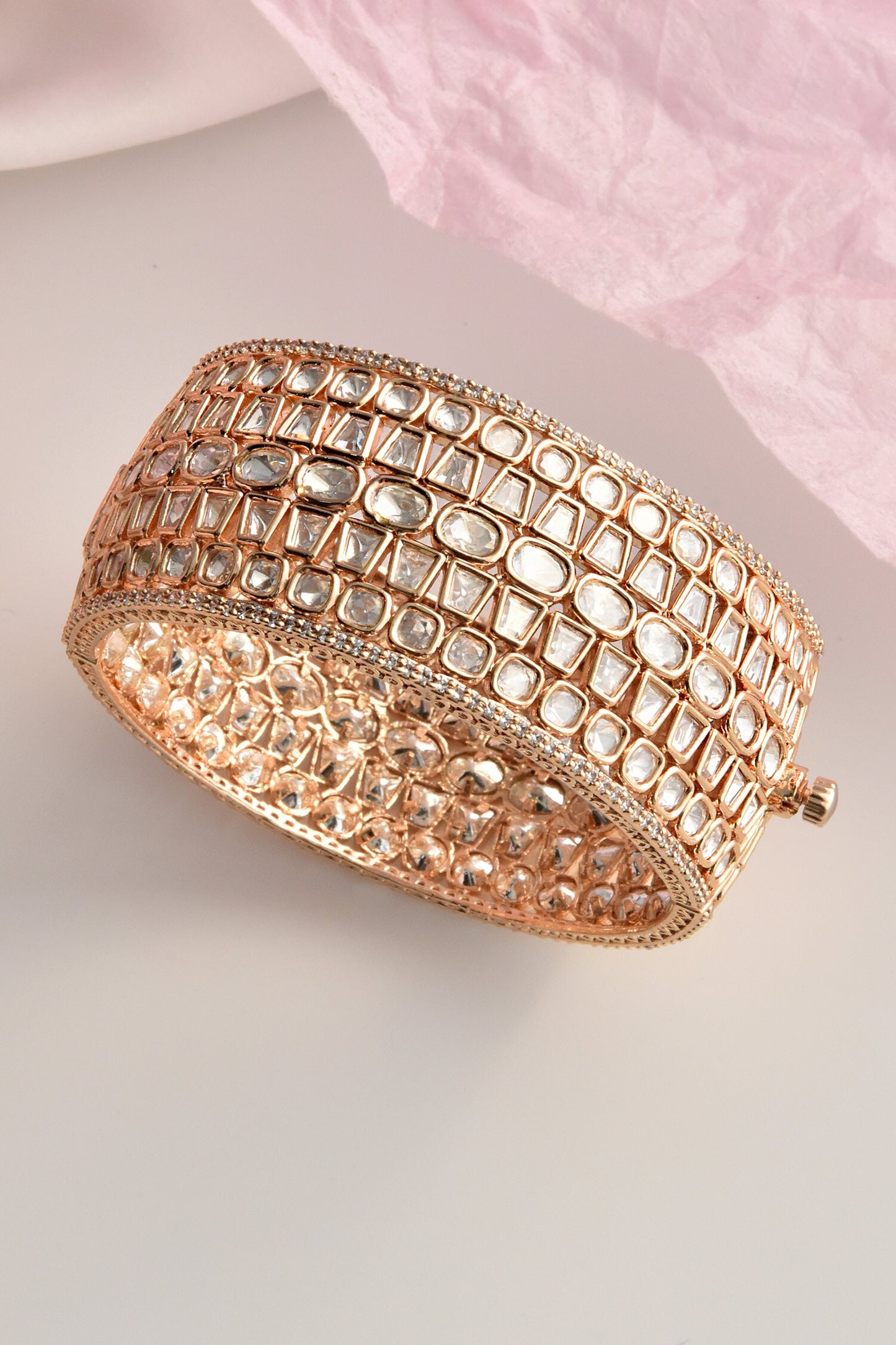 Moissanite Polki Embellished Kada 