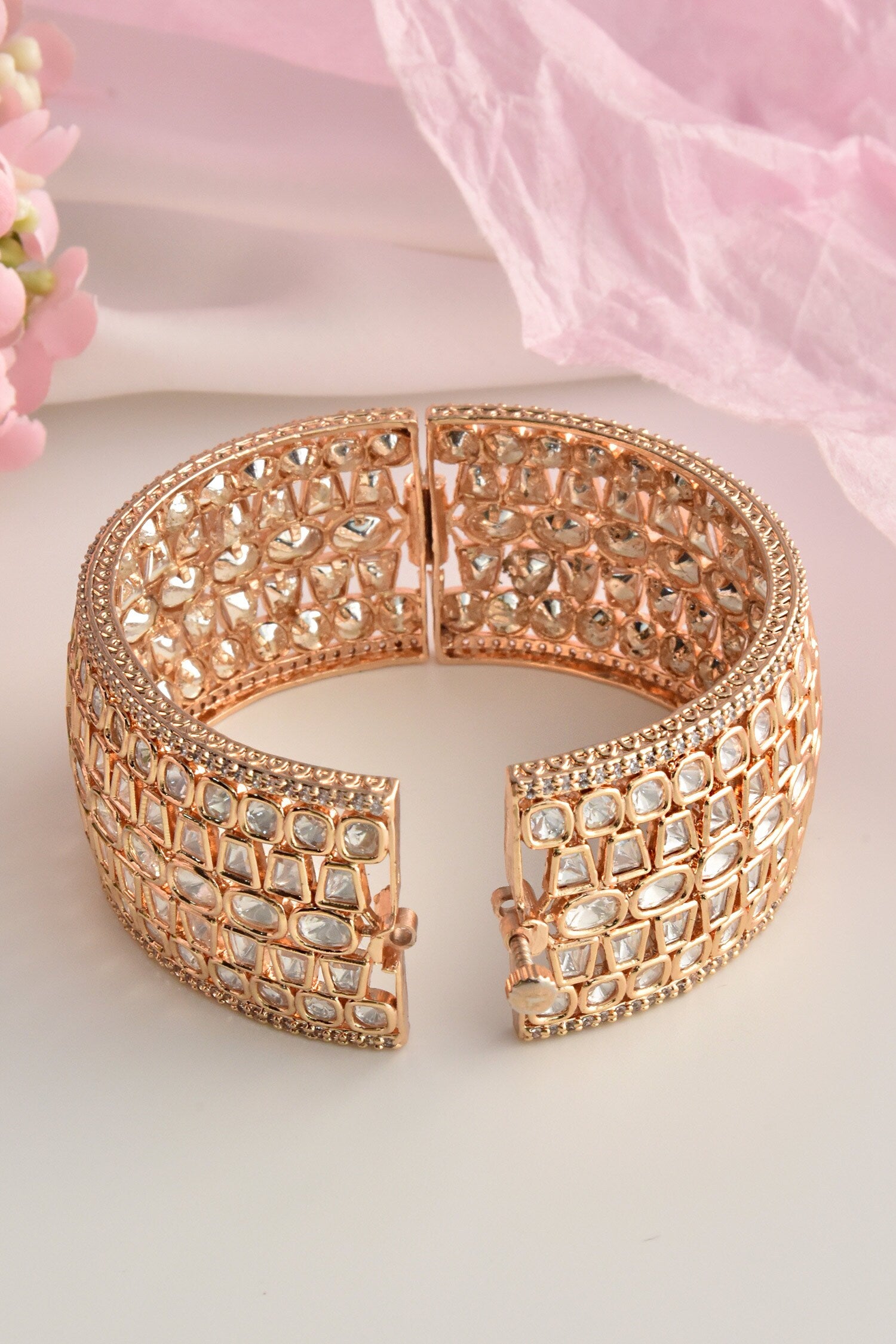 Moissanite Polki Embellished Kada 