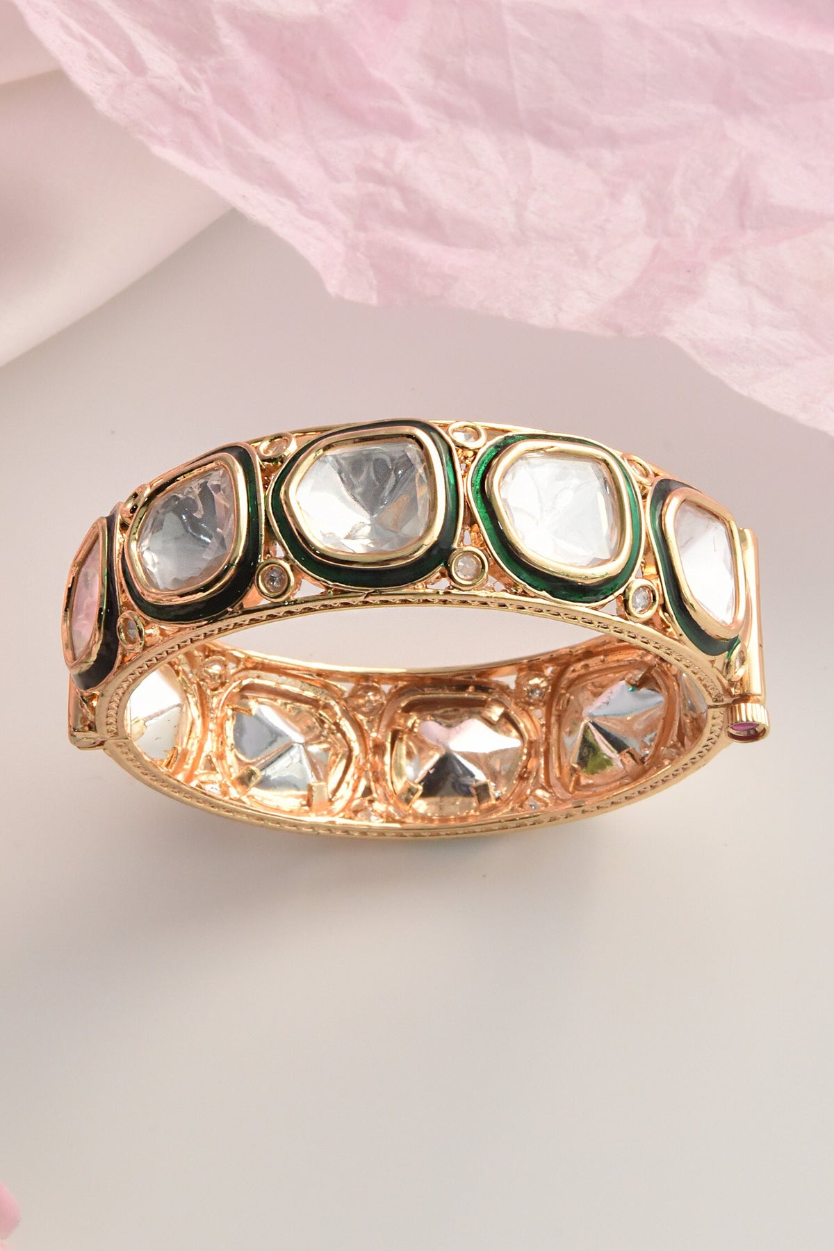 Moissanite Polki Embellished Kada 