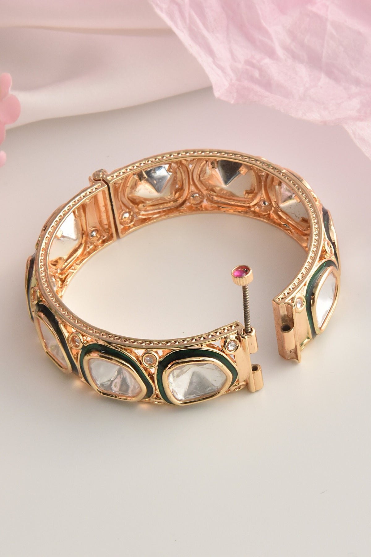 Moissanite Polki Embellished Kada 