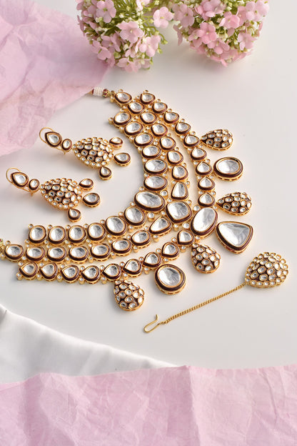 Polki Studded Layered Necklace Set 