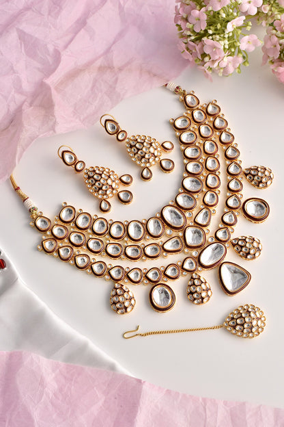 Polki Studded Layered Necklace Set 