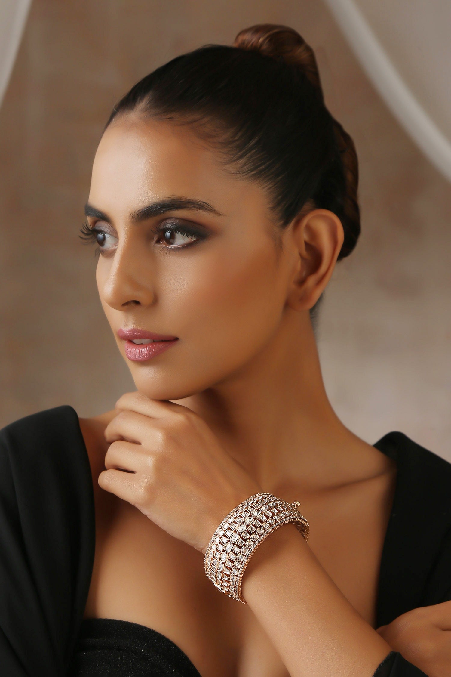 Moissanite Polki Embellished Kada 