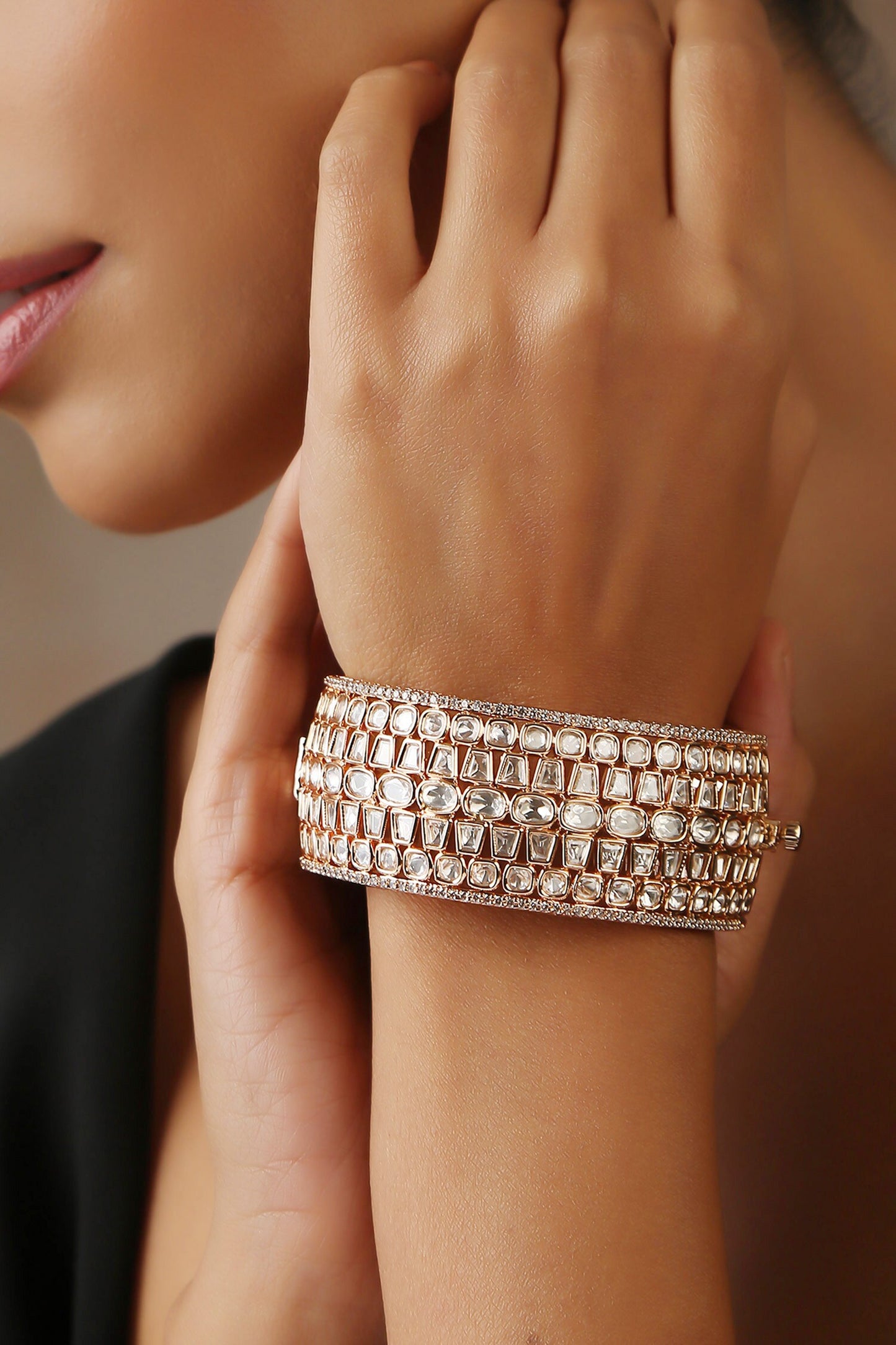 Moissanite Polki Embellished Kada 