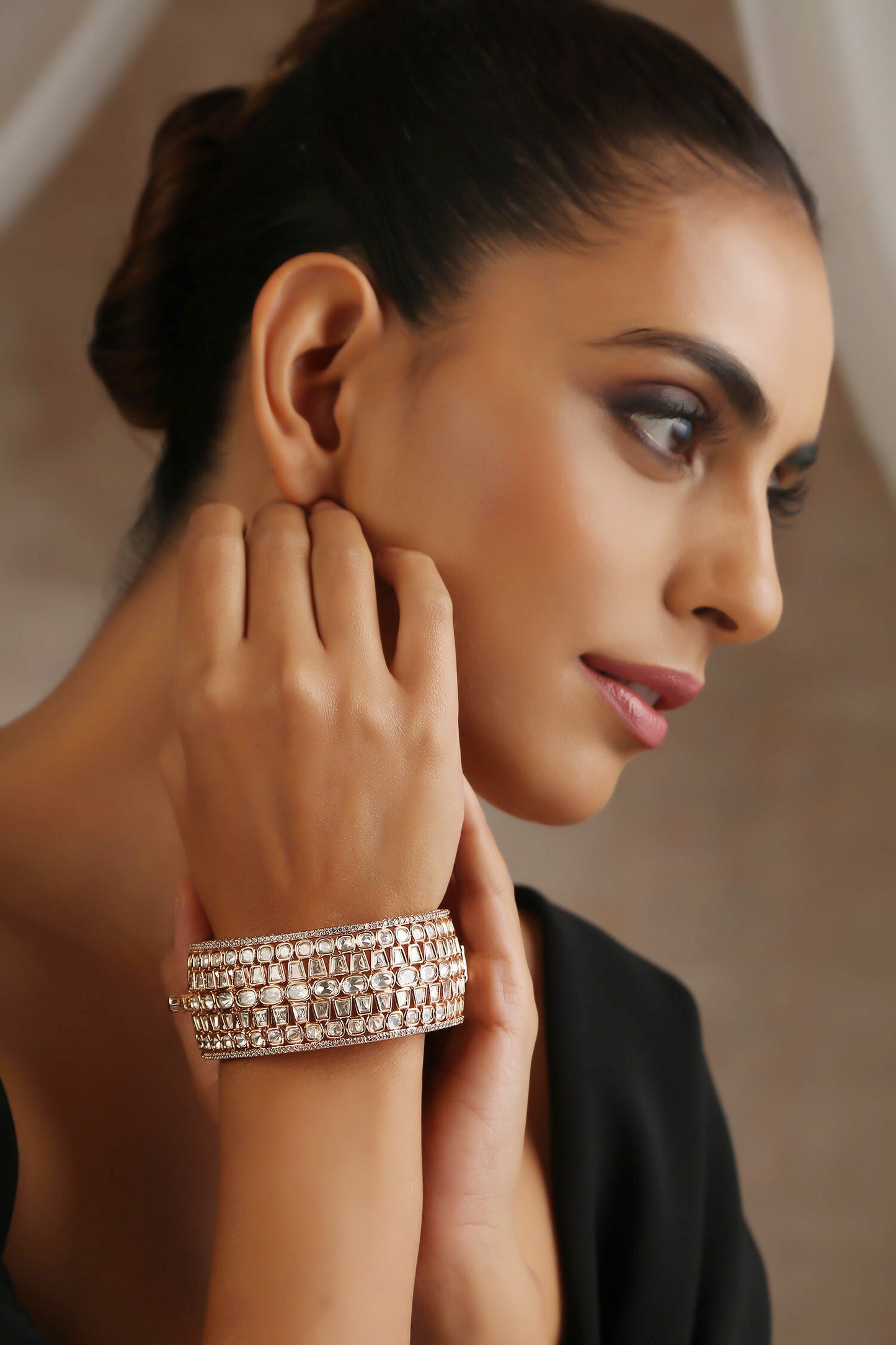 Moissanite Polki Embellished Kada 