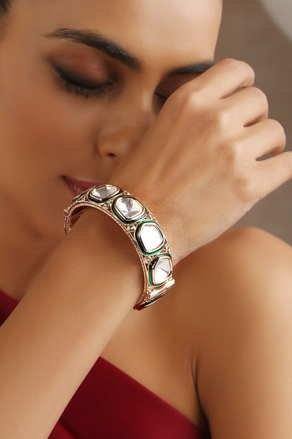 Moissanite Polki Embellished Kada 