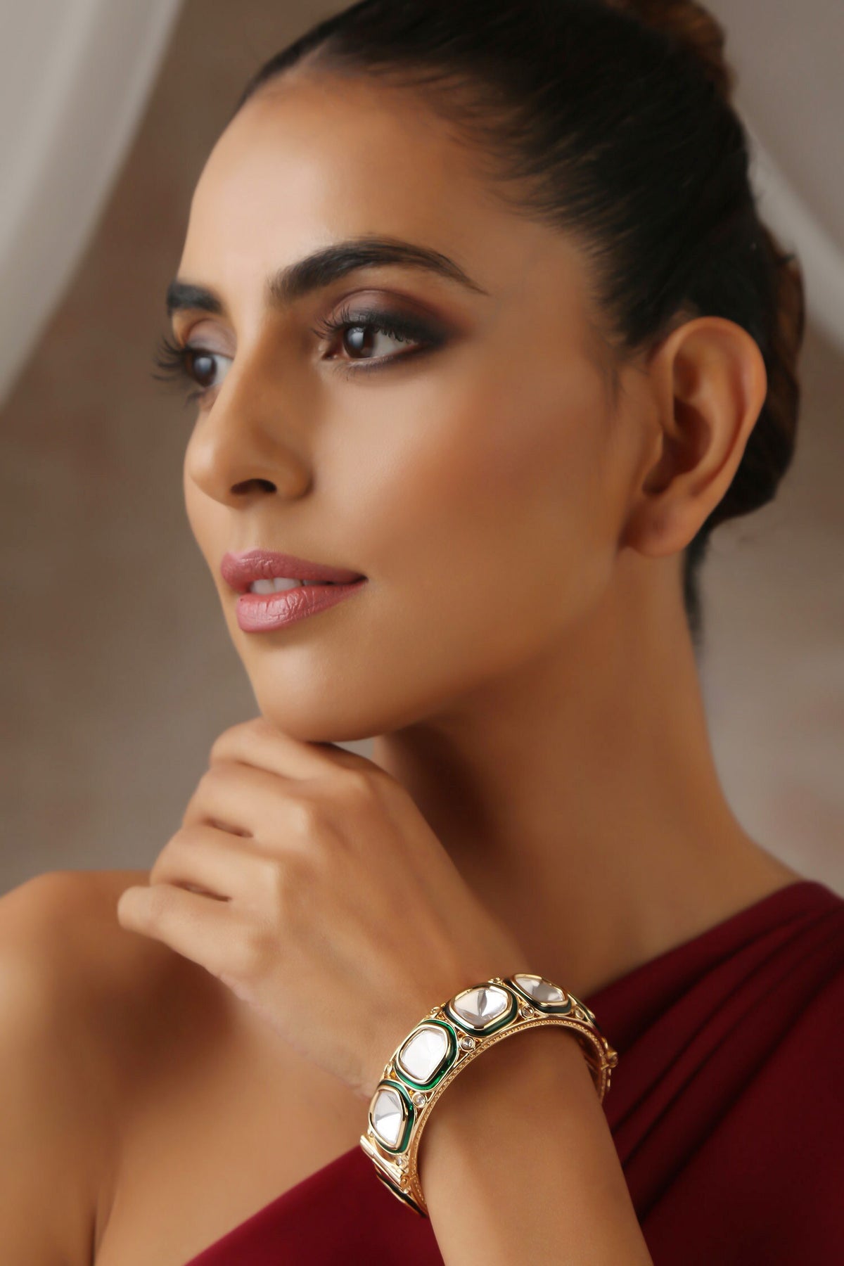 Moissanite Polki Embellished Kada 