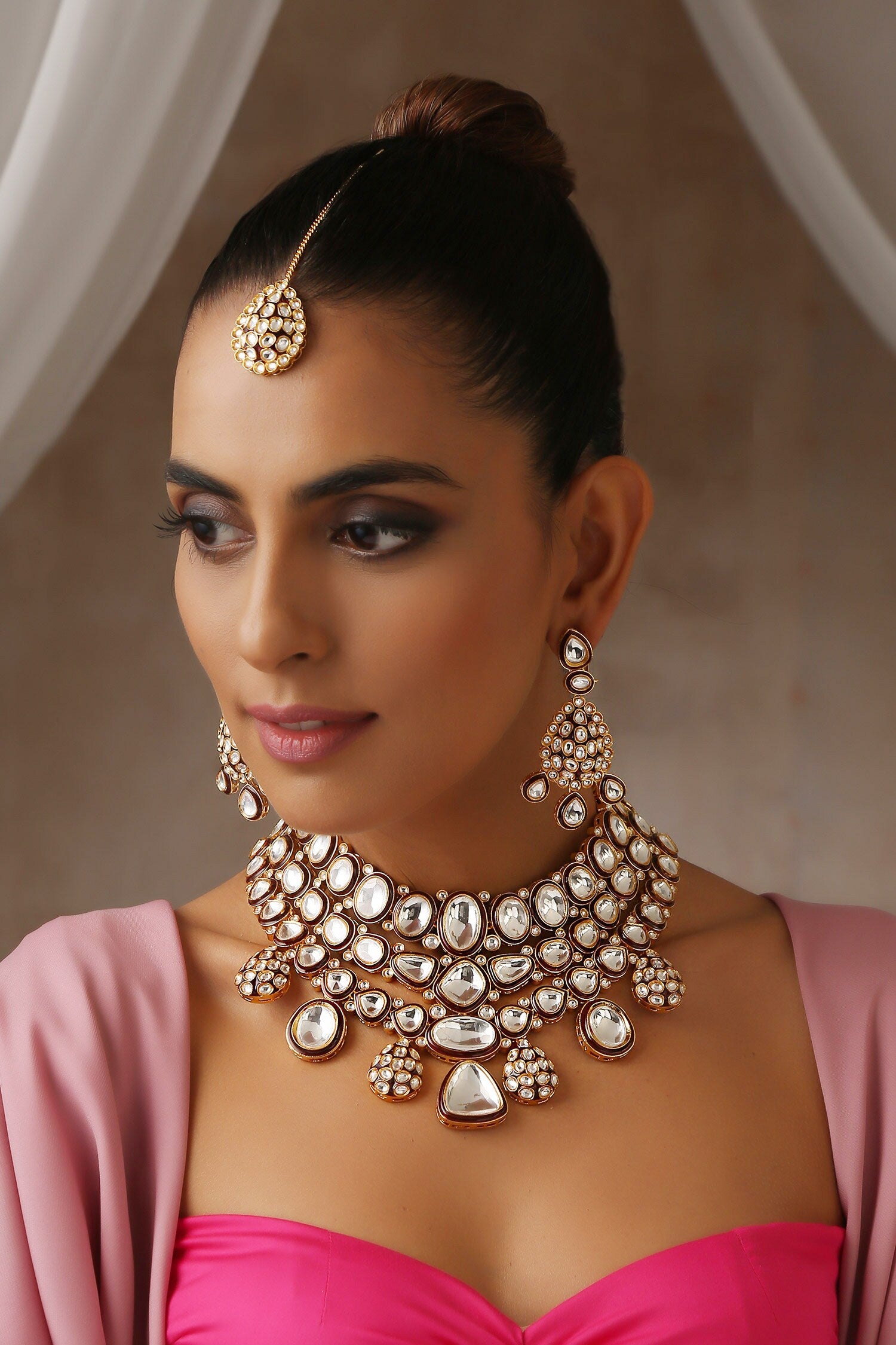 Polki Studded Layered Necklace Set 