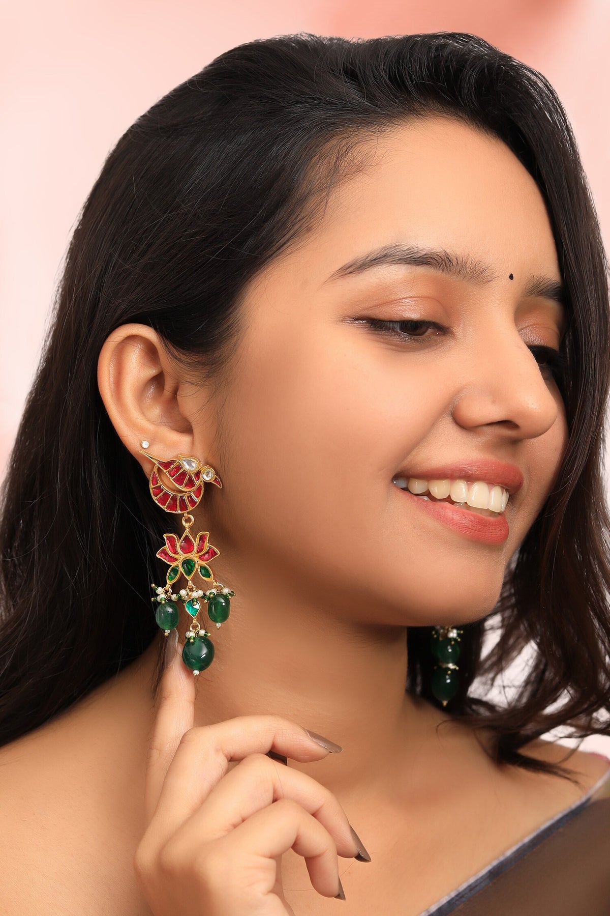 Peacock & Floral Pattern Danglers 