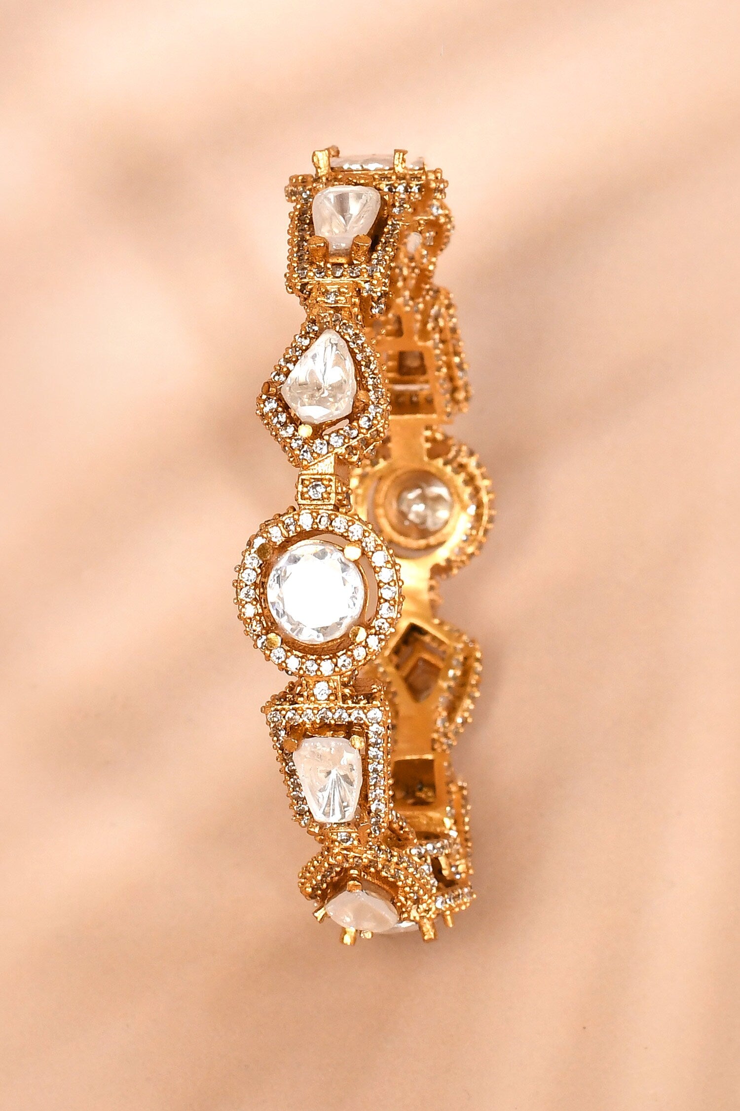 Stone Embellished Geometric Bangle 