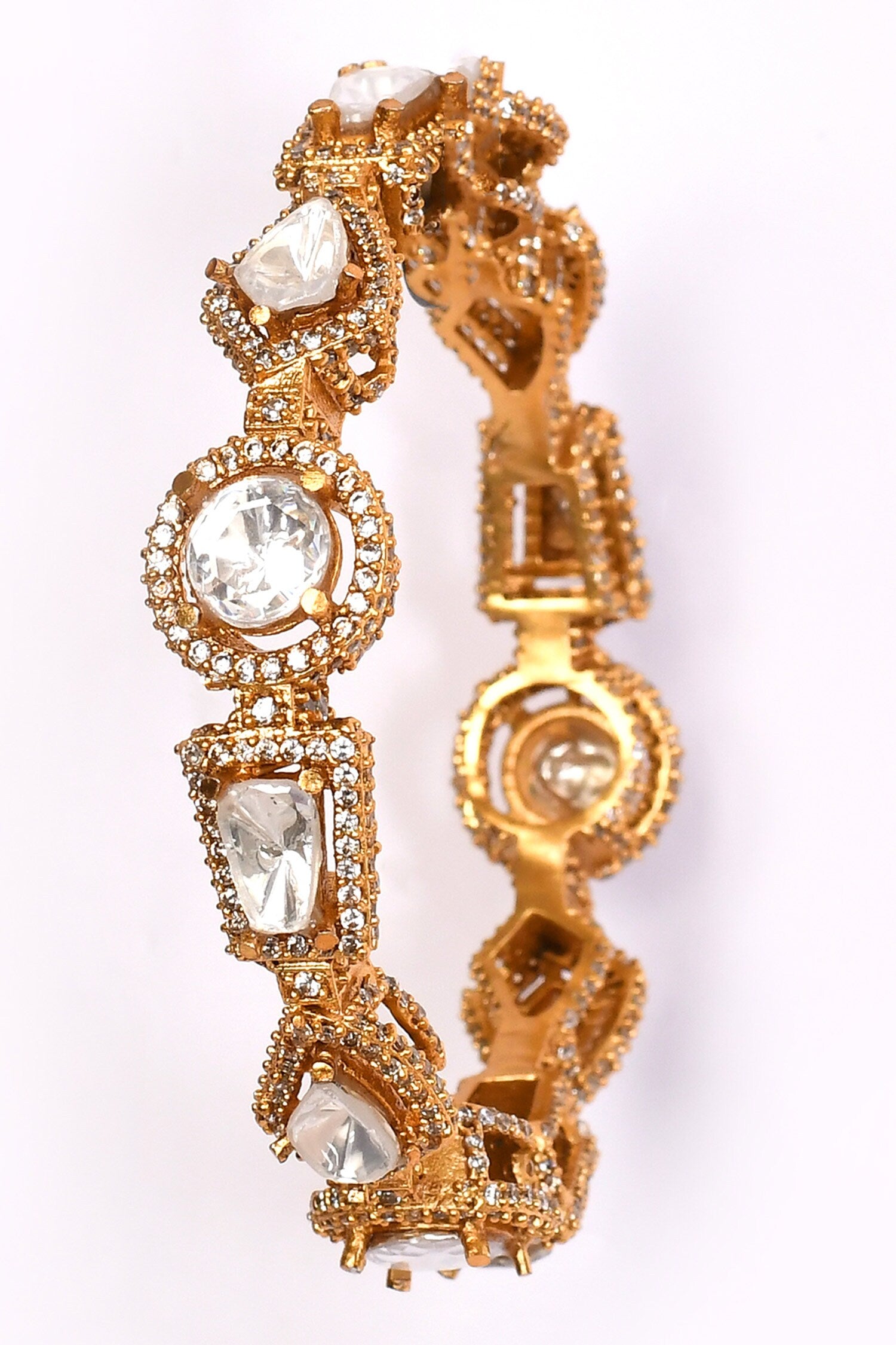 Stone Embellished Geometric Bangle 
