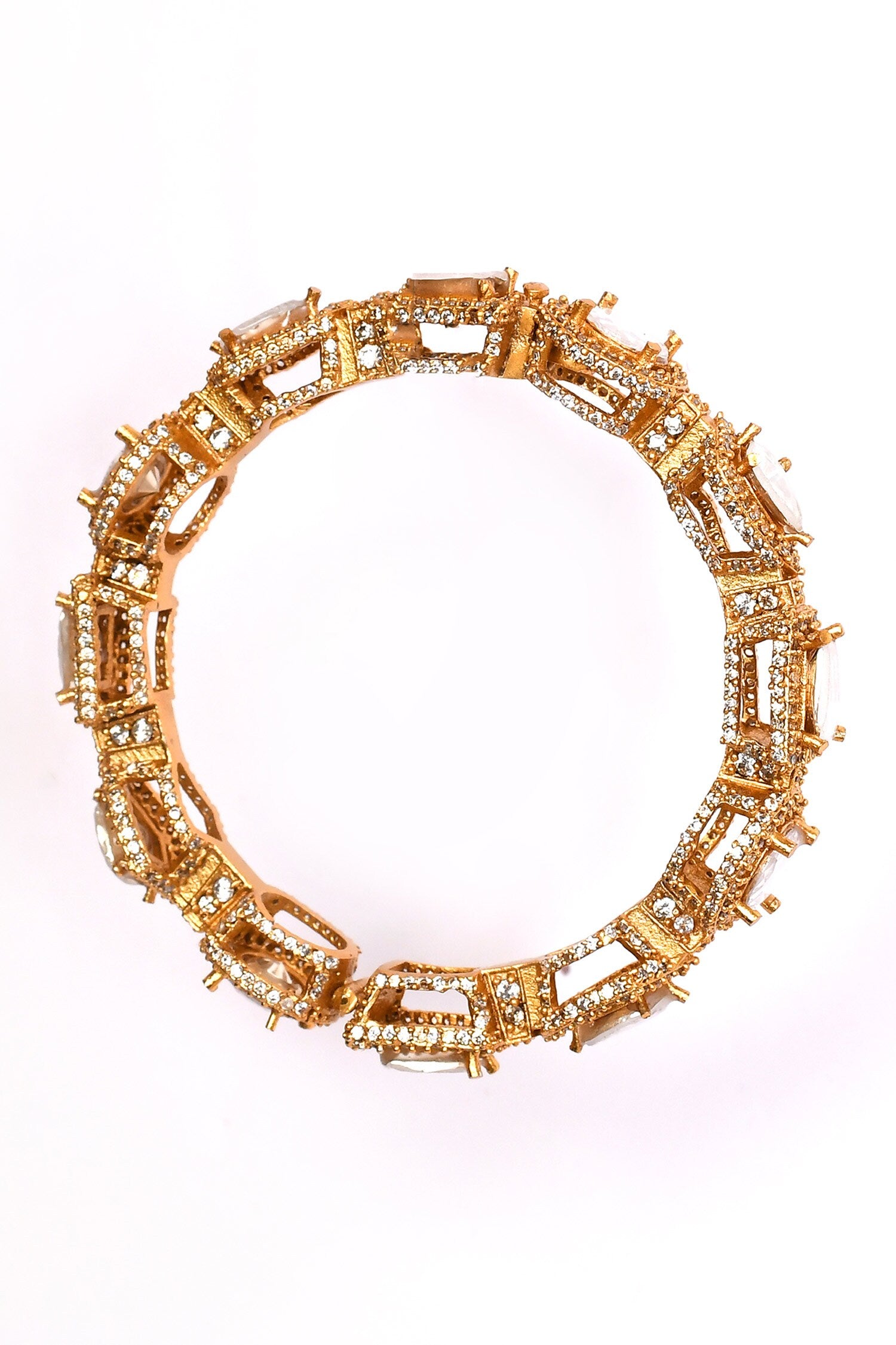 Stone Embellished Geometric Bangle 