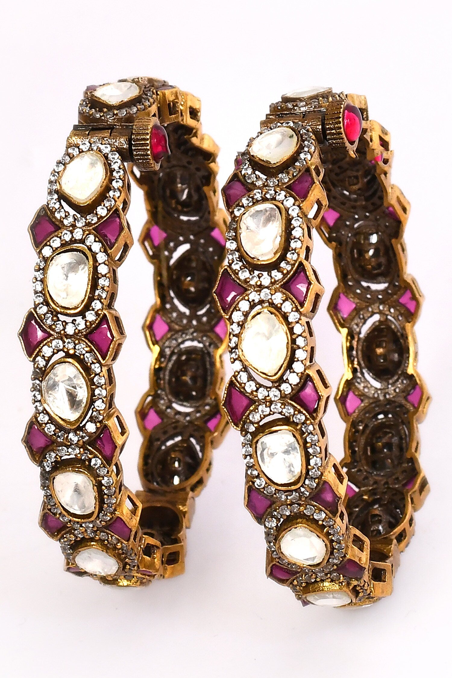 Ruby Stone Embellished Bangles- Set of 2 