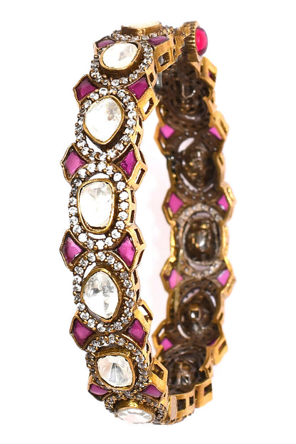 Ruby Stone Embellished Bangles- Set of 2 