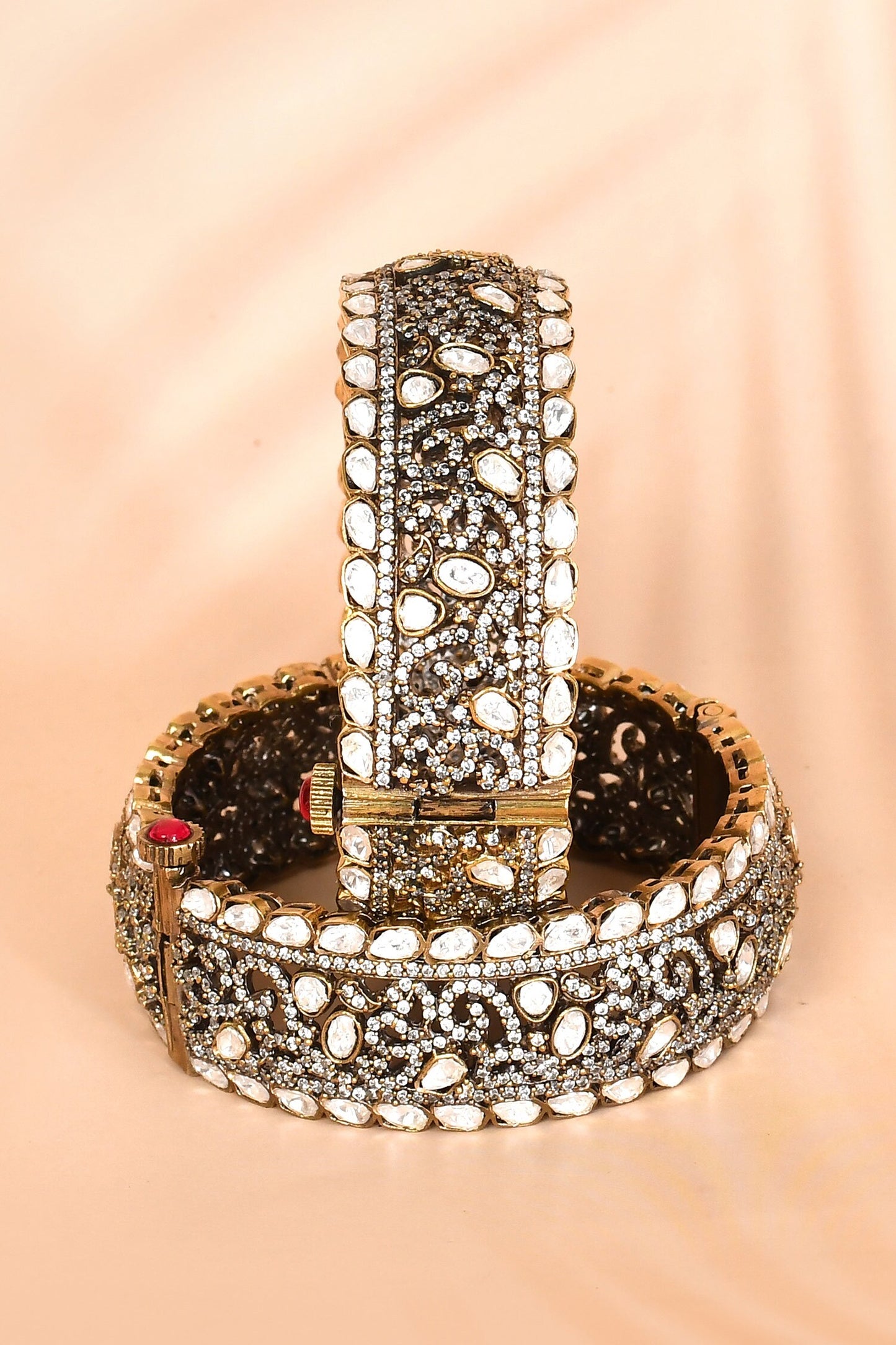 Stone Studded Antique Bangles- Set of 2 