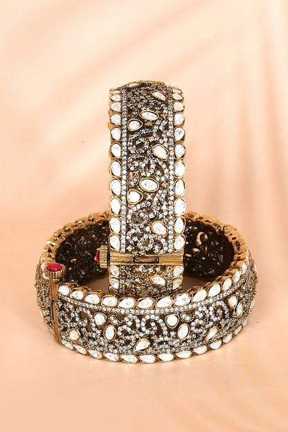Stone Studded Antique Bangles- Set of 2 