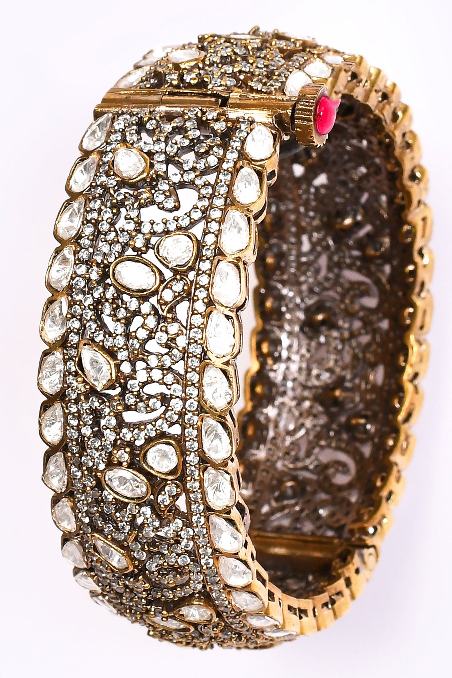 Stone Studded Antique Bangles- Set of 2 