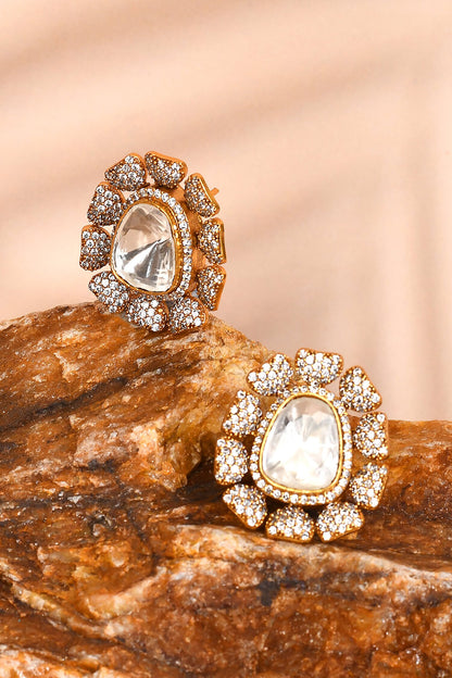 Floral Stone Studded Earrings 
