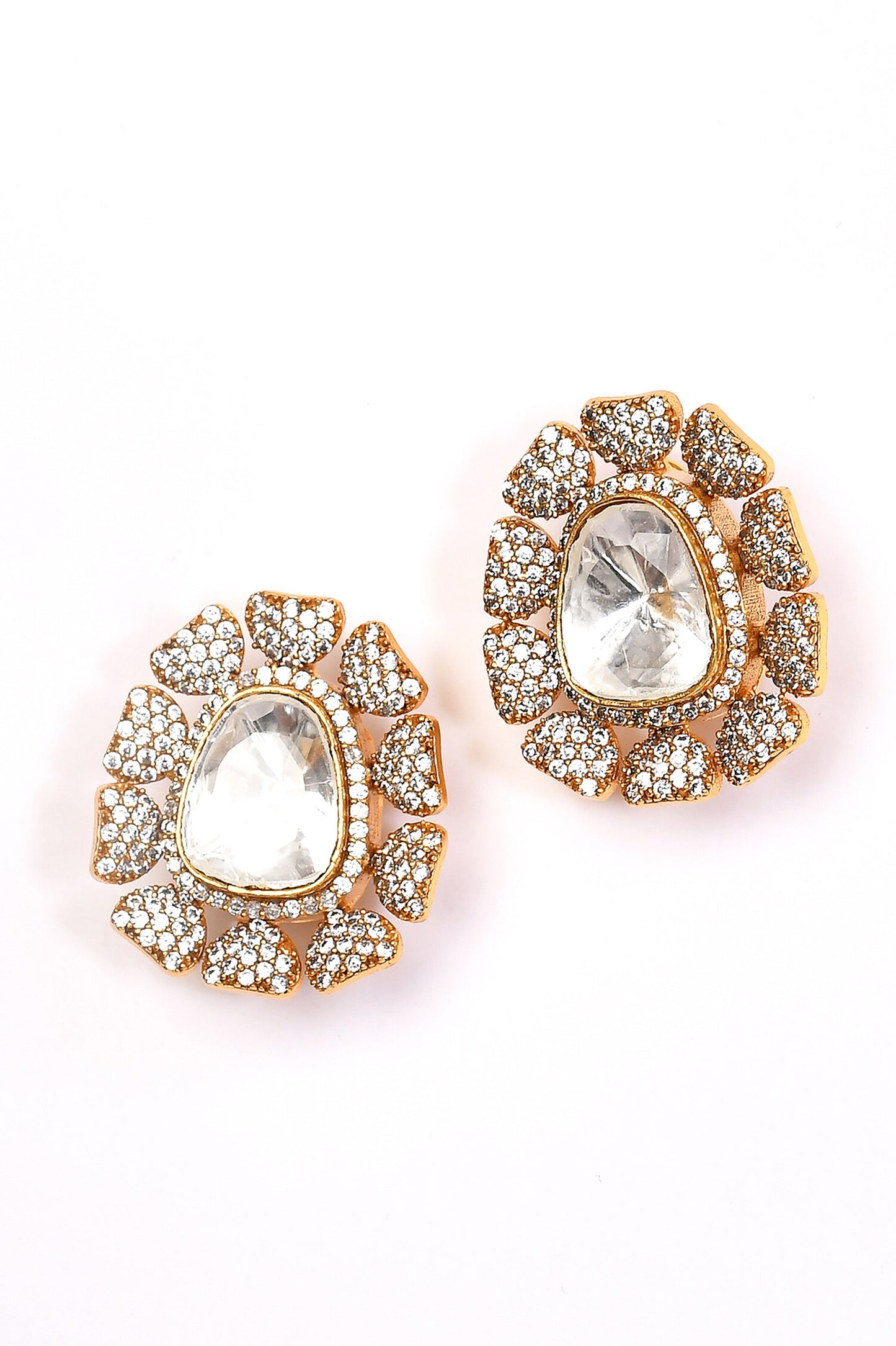Floral Stone Studded Earrings 