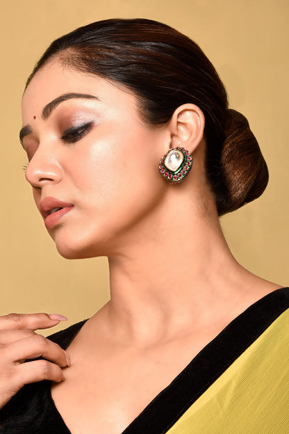 Ruby Stone Studded Stud Earrings 