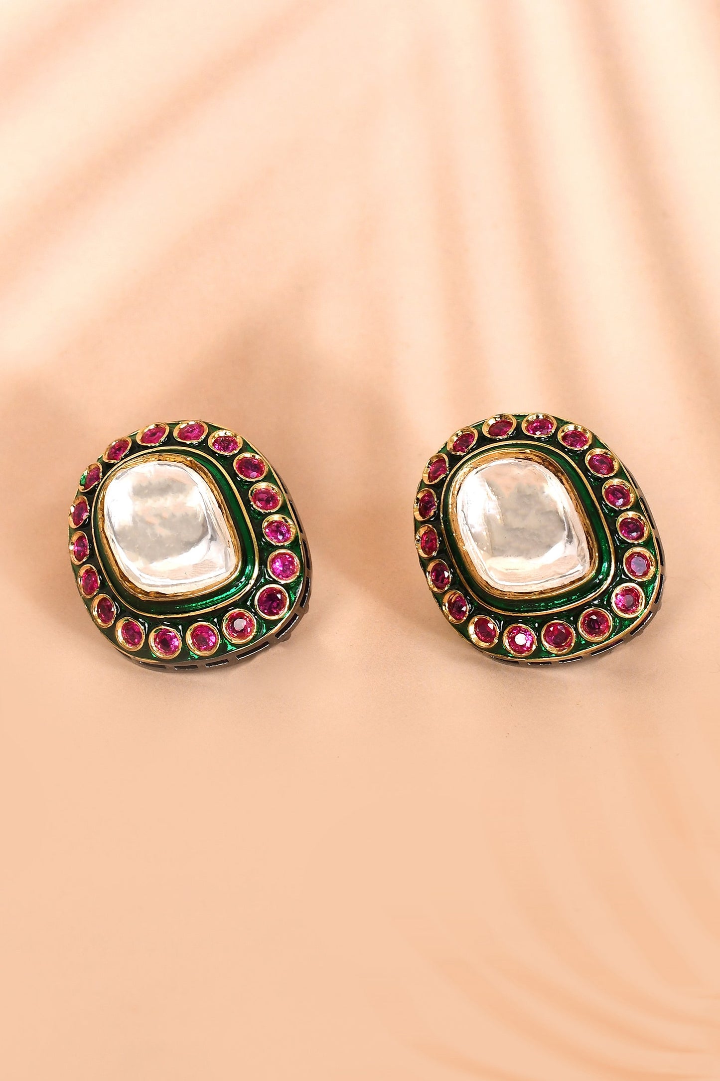 Ruby Stone Studded Stud Earrings 