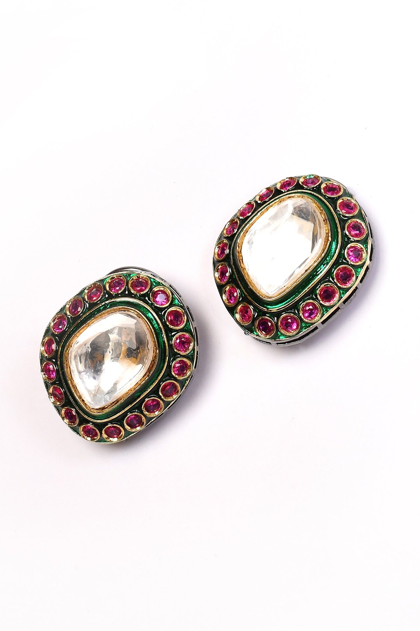 Ruby Stone Studded Stud Earrings 