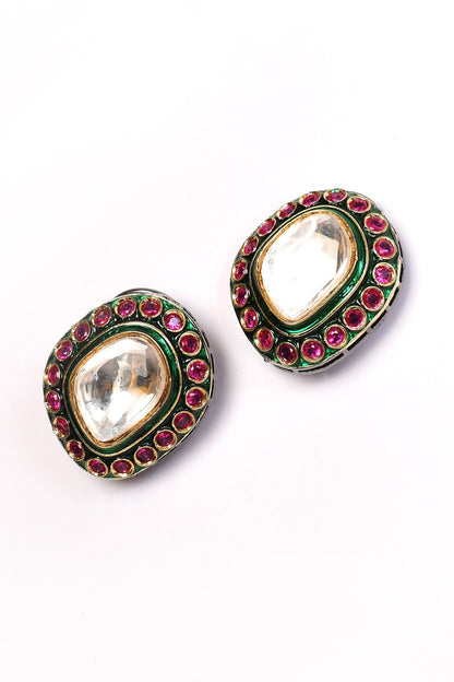 Ruby Stone Studded Stud Earrings 