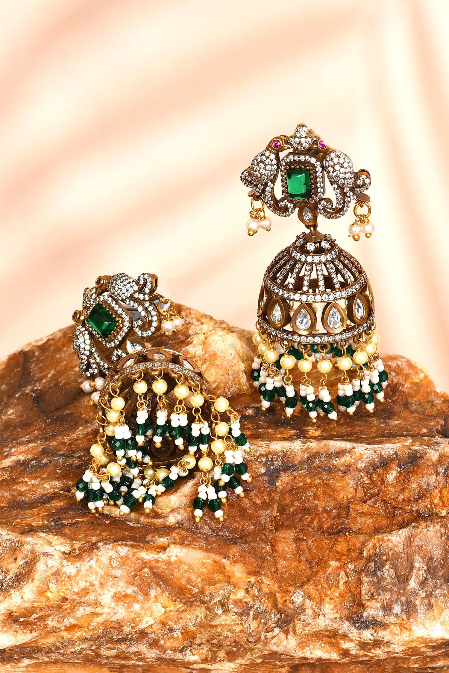 Stone Studded Jhumkas 